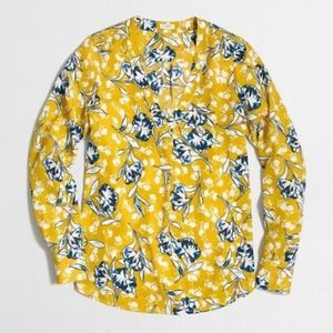 J.Crew Printed Floral Drapey V-neck Blouse